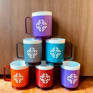 1970s Vintage Purple Plastic Picnic Mugs/Cups MCM